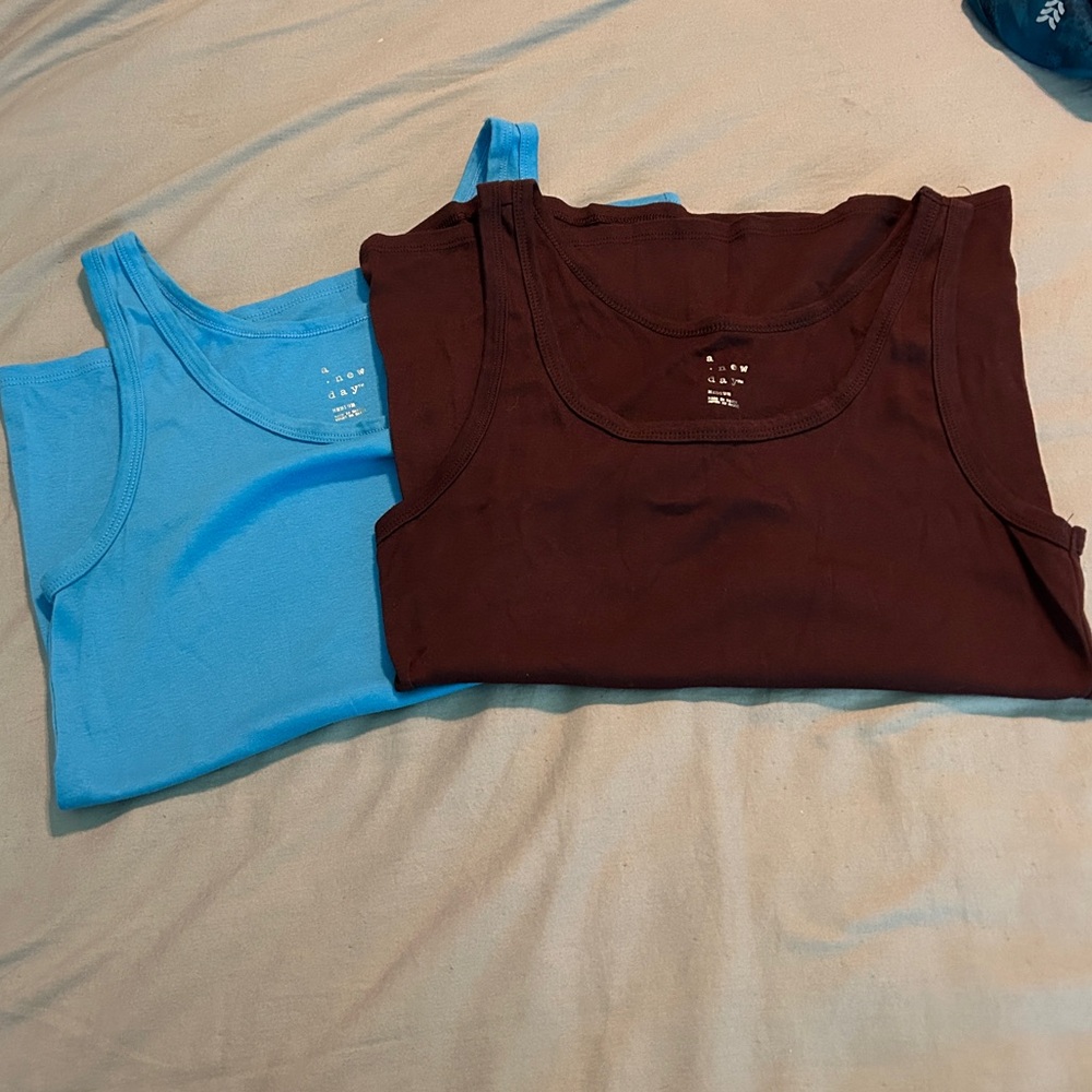 a new day Blue and Brown Tank Tops
